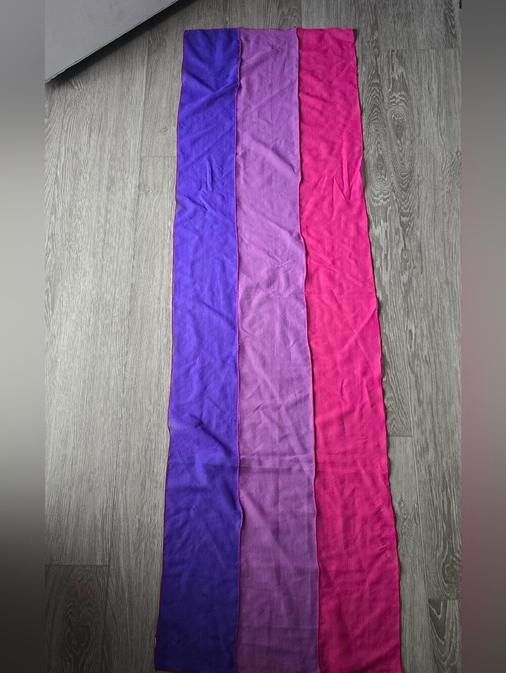Color Block Oblong Scarf Purple Pink Magenta Long Serged Edge 16x60